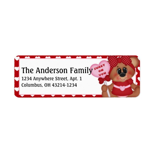 Beary Much Valentine's Day Address Labels d7 (Front)