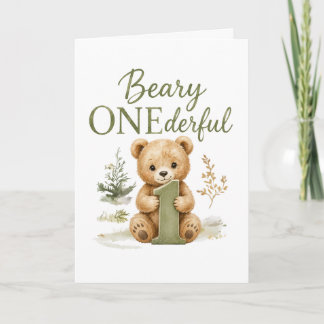 Beary ONEderful 1st Birthday t-shirt Card