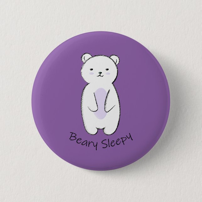 Beary Sleepy Bear 6 Cm Round Badge (Front)