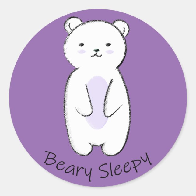Beary Sleepy Bear Classic Round Sticker (Front)