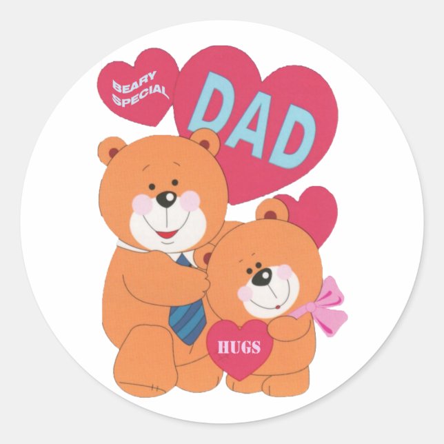 Beary Special Dad Classic Round Sticker (Front)