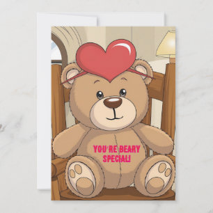 Beary Special Teddy Bear & heart valentine Holiday Card
