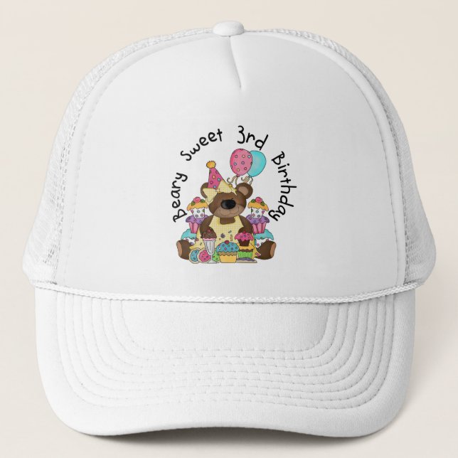 Beary Sweet 3rd Birthday Tshirts and Gifts Trucker Hat (Front)