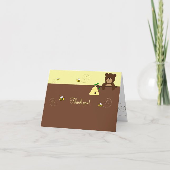 BEARY SWEET BEAR & BEE Folded Thank you note Card (Front)