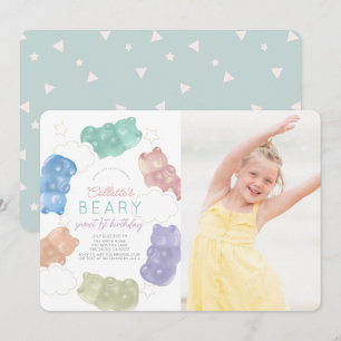 Beary Sweet Gummy Bear Girl Photo Birthday Invitation