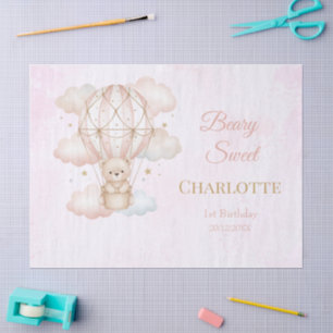 Beary Sweet Hot Air Balloon 1st Birthday Tissue Paper