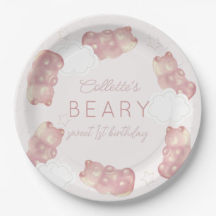 Beary Sweet Pink Gummy Bear Girl Birthday Paper Plate