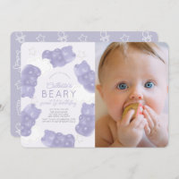 Beary Sweet Purple Gummy Bear 1st Birthday Photo