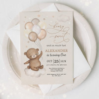 Beary Sweet Teddy Bear & Balloons 1st Birthday