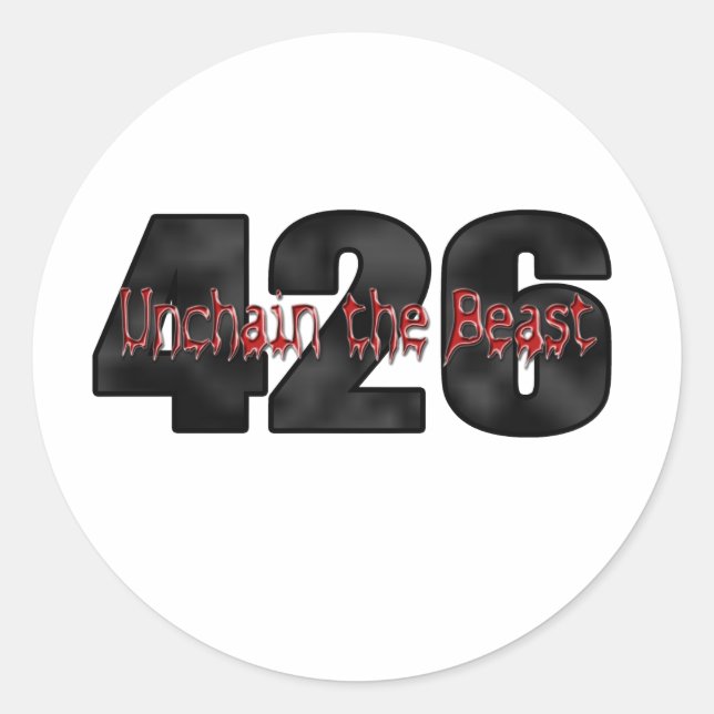 beast 426 Mopar Hemi Classic Round Sticker (Front)
