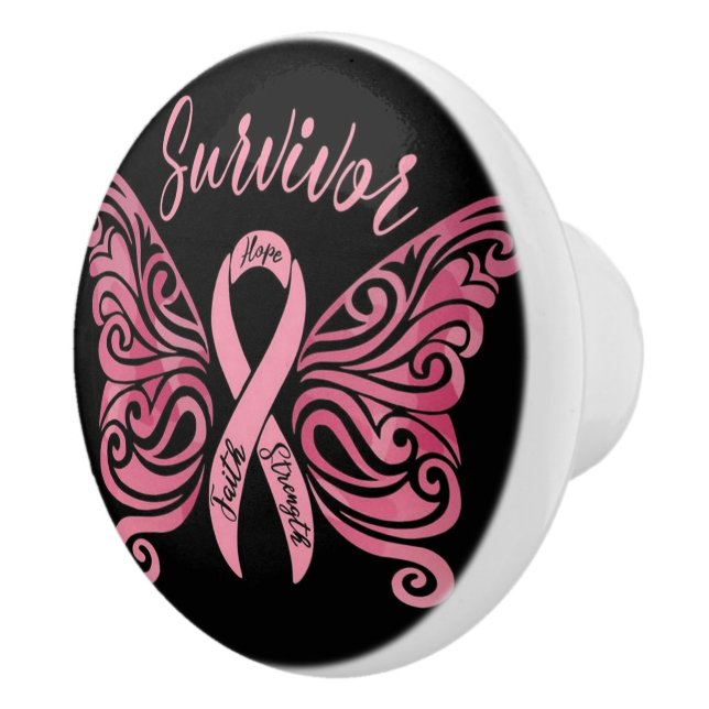 Beast Cancer Survivor Ceramic Knob (Right)