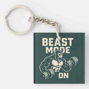 Beast Mode On Gorilla Gym Motivation Key Ring