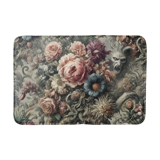 Beast of the Interstice – Gothic Floral Design Bath Mat (Front)