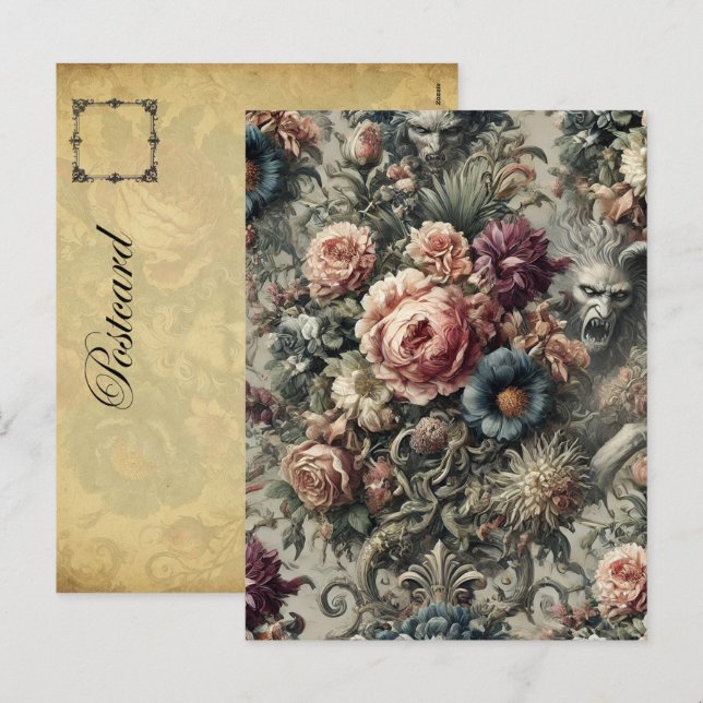 Beast of the Interstice – Gothic Floral Design Holiday Postcard (Front/Back)