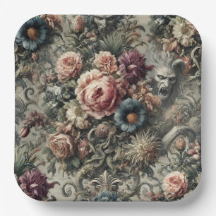 Beast of the Interstice – Gothic Floral Design Paper Plate