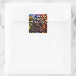 Beast, riders, epic monster truck and creature square sticker