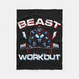 Beast Silverback Deadlift Gym Jokes Gorilla Workou Fleece Blanket