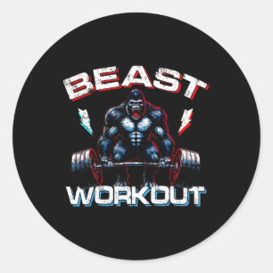 Beast Silverck Deadlift Gym Jokes Gorilla Workout Classic Round Sticker