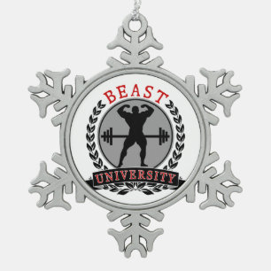 Beast Univ Bodybuilding Pewter Snowflake Ornament