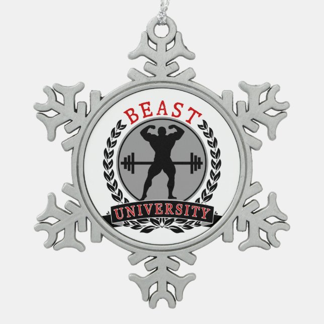 Beast Univ Bodybuilding Pewter Snowflake Ornament (Front)
