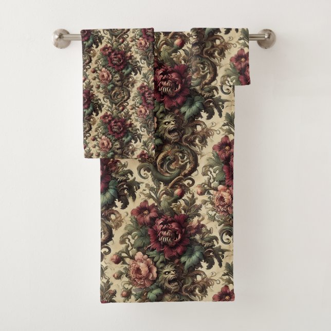 Beastly Bouquet – Gothic Victorian Bath Towel Set (Insitu)
