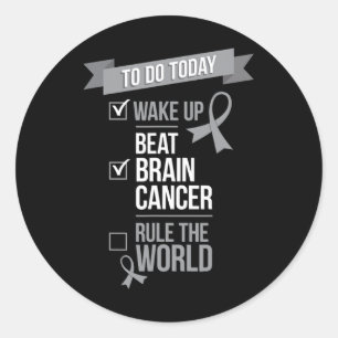Beat Brain Cancer Rule the World Fighter Survivor Classic Round Sticker