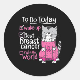 Beat Breast Cancer Rule The World Survivor Quote C Classic Round Sticker