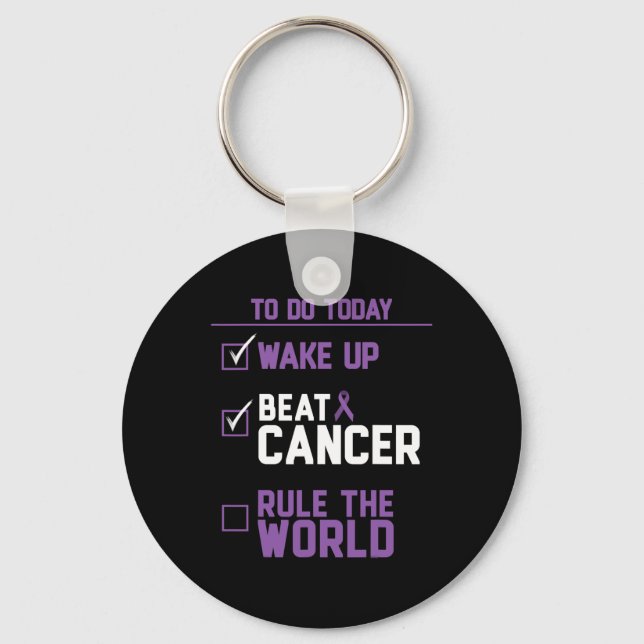 Beat Cancer Rule the World  Key Ring (Front)