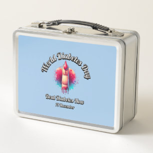 Beat Diabetes Now. World Diabetes Day. Metal Lunch Box