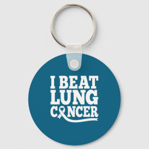 Beat Lung Cancer White Ribbon Survivor Design Key Ring