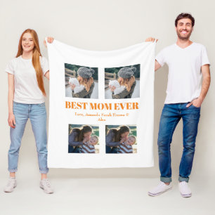 Beat Mum Ever Custom 4 photo Collage Fleece Blanket