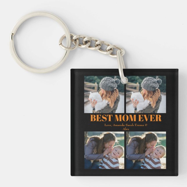 Beat Mum Ever Custom 4 photo Collage   Key Ring (Front)