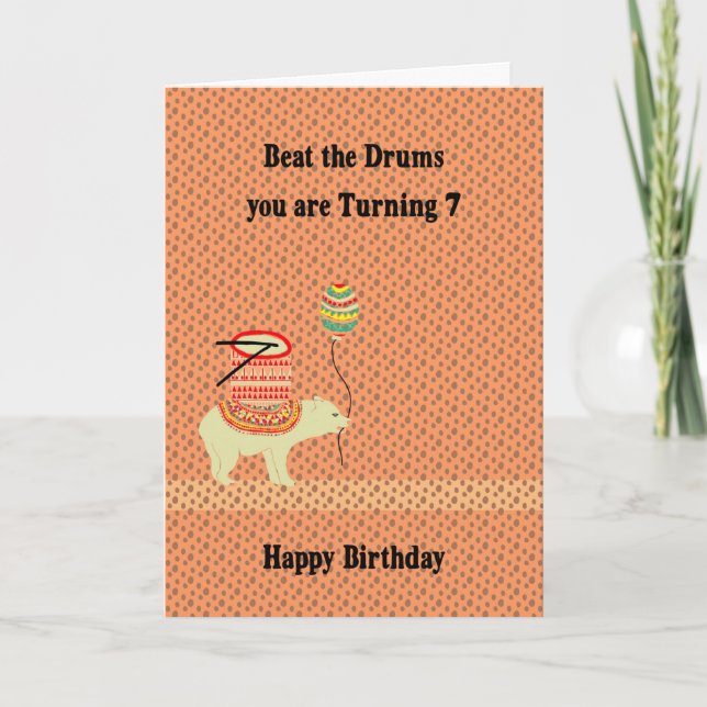 Beat the Drum Birthday for 7 Yr. Old Boy Card (Front)