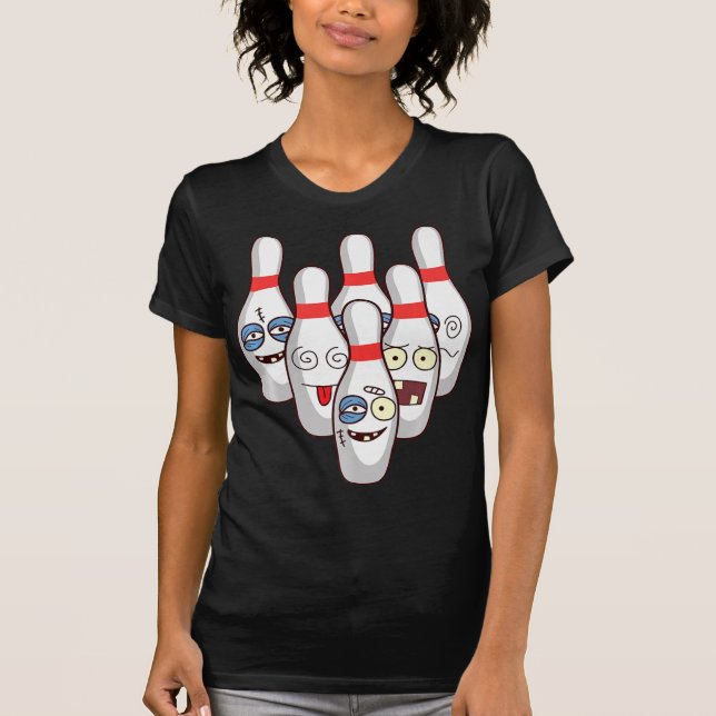 Beat Up Bowling Pins   Cute Duckpins Playing Tee G (Front)