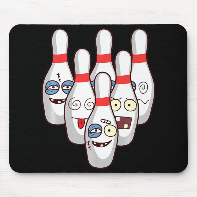 Beat Up Bowling Pins   Cute Duckpins Playing Tee G Mouse Pad (Front)