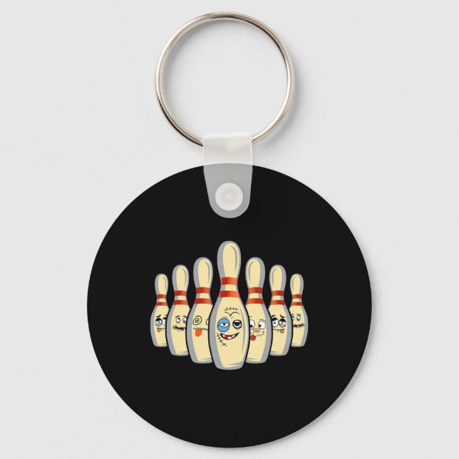 Beat Up Bowling Pins Shirt Funny Bowling League  Key Ring (Front)