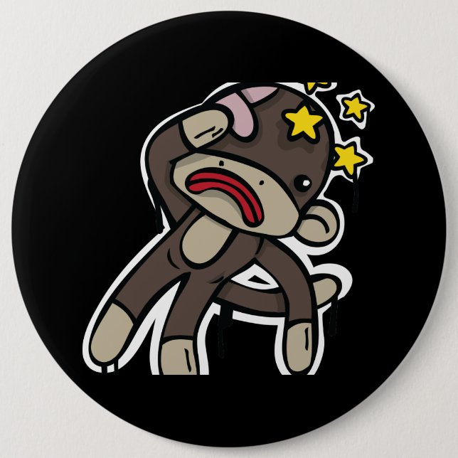 Beat up SOCK MONKEY 6 Cm Round Badge (Front)