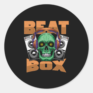 Beatbox Skull Music DJ Rap Hiphop Music Sound Gift Classic Round Sticker