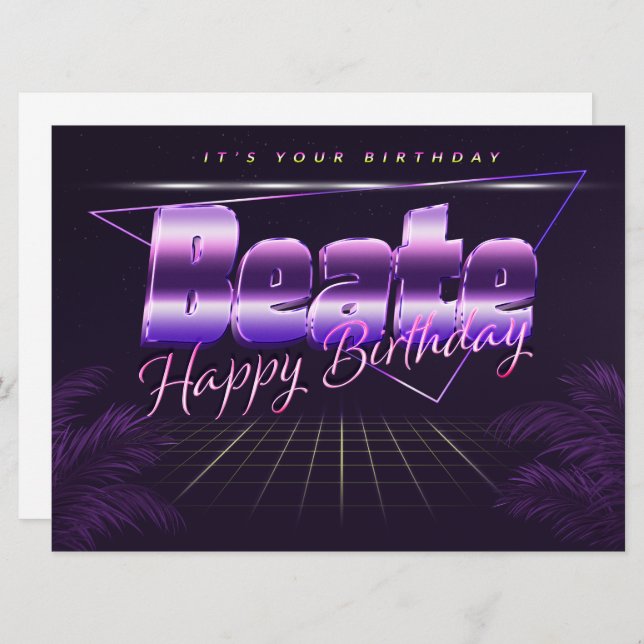 Beate Name First name pura retro card Birthday (Front/Back)