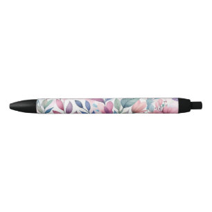 Beatiful colorful flower seamless pattern black ink pen