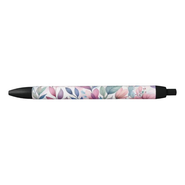 Beatiful colorful flower seamless pattern black ink pen (Front)