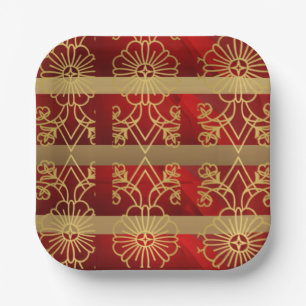 Beatiful Red & Gold Christmas Paper Plates