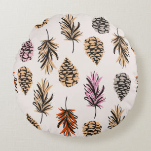 Beatiful vintage Seamless colour autumn elements o Round Cushion