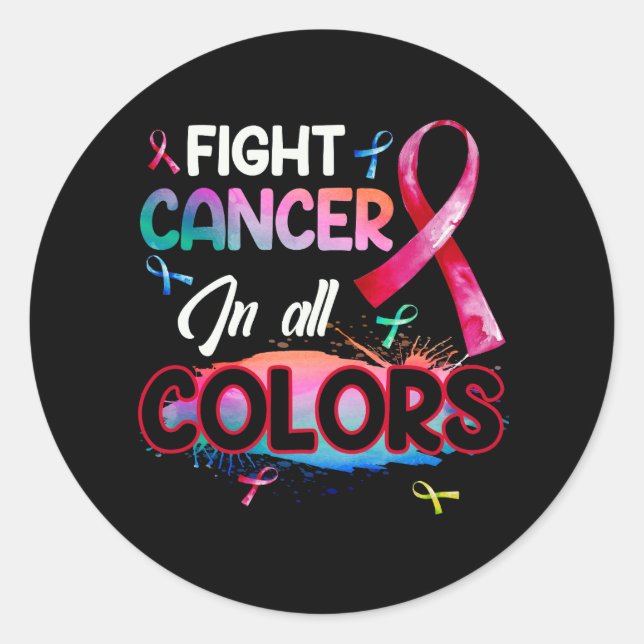 Beating Cancer Fighting Cancer Colours Cancer Awar Classic Round Sticker (Front)