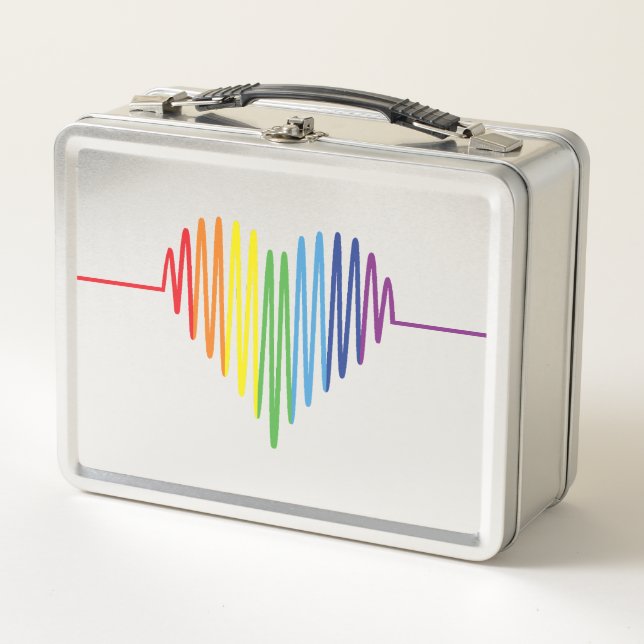 Beating Heart Graph, Pride Colours, Love Metal Lunch Box (Front)