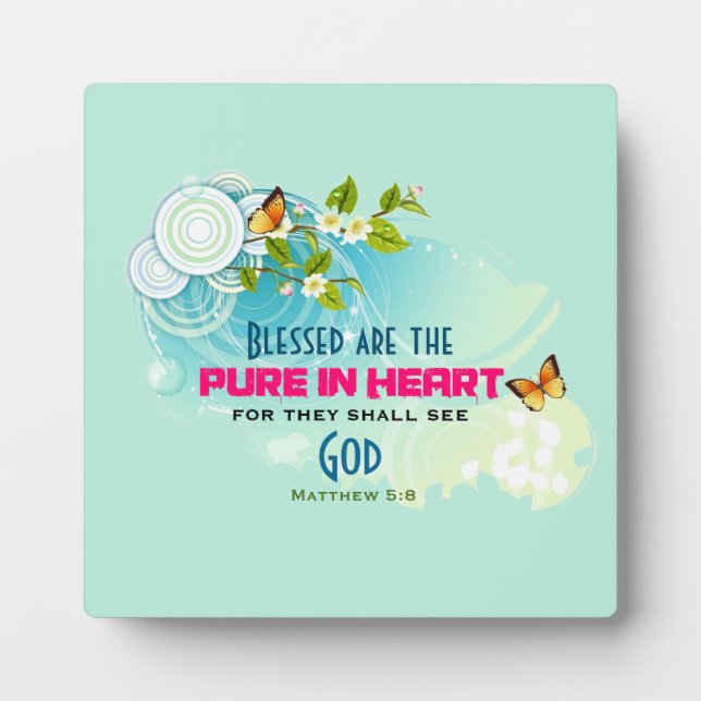 Beatitude Quote with Butterflies and Blossoms Plaque (Front)