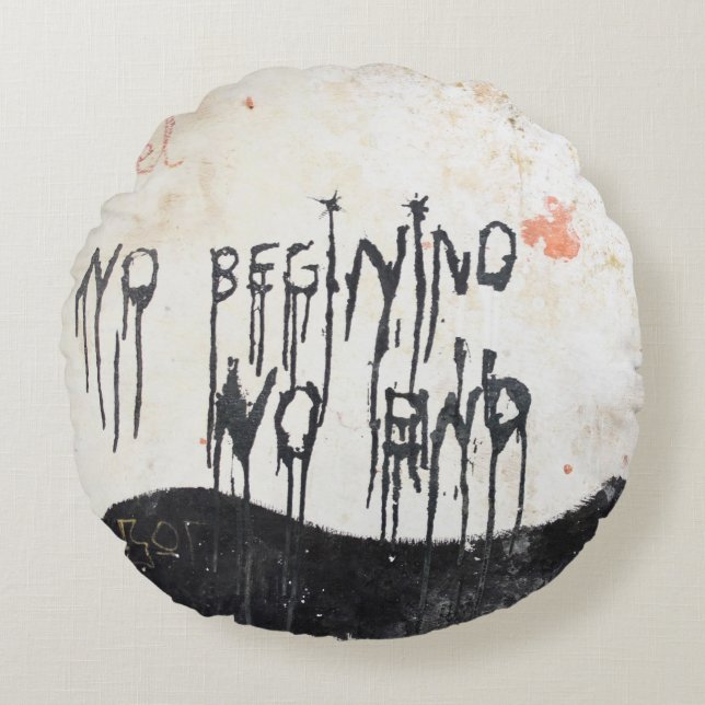 Beatles ashram round cushion (Front)