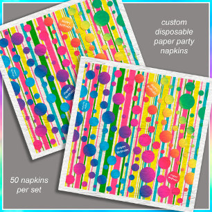 [Beatnik Bubbles] Retro Polka Dot Striped Paper Napkin