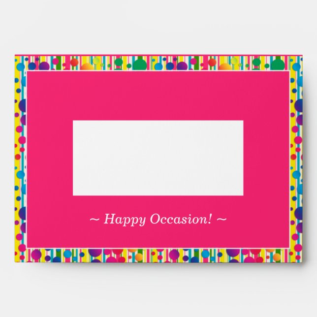 [Beatnik Bubbles] Retro Polka Dot Striped Pink Envelope (Front)