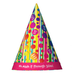 [Beatnik Bubbles] Retro Polka Dot Striped Pink Party Hat